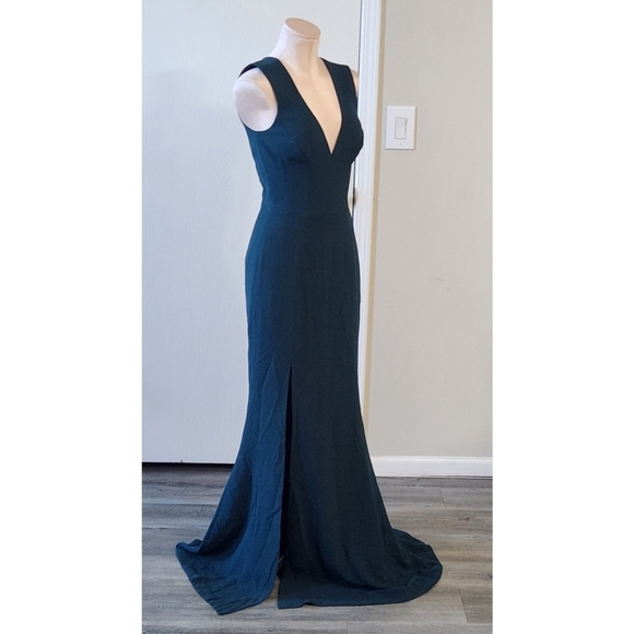 Dress The Population Sandra Stretch Crepe Slit Maxi Gown - Picture 6 of 16